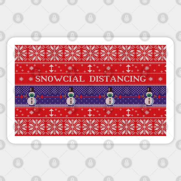 Snowcial Distancing - Funny Christmas Thanksgiving 2020 Ugly Fairisle Sweater Sticker by ZowPig Shirts